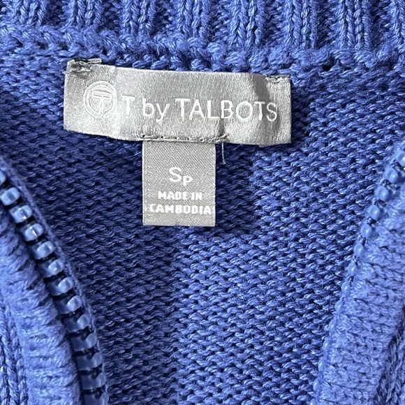 T by Talbots Johnny Collar Knit Jacket/Sweater, Purple, Size SP, NWOT - Picture 5 of 10